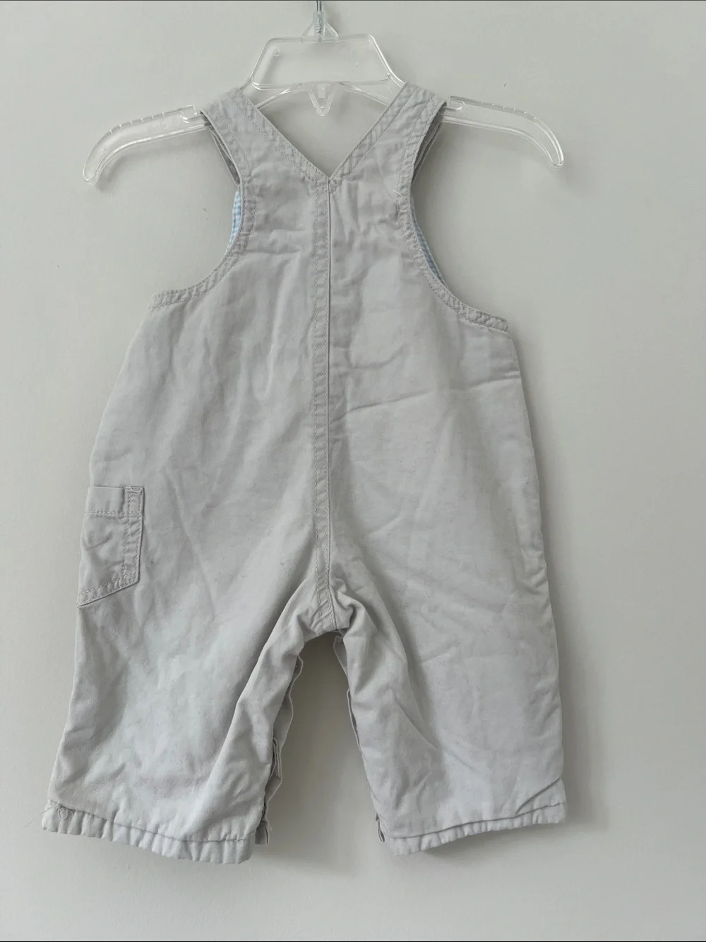 The Children's Place Light Gray Overalls with Bear Patches